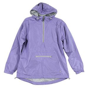 Lauren James Windbreaker Hooded Pullover Rain Jacket Sz S Lilac 1/4 Zip Lined